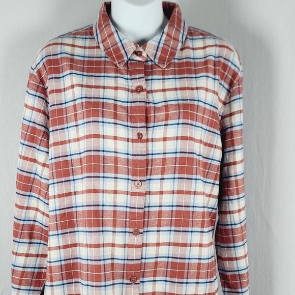Orvis Women's Multicolor Lodge Flannel Plaid Workwear Button Up Shirt Size XL - Picture 2 of 7